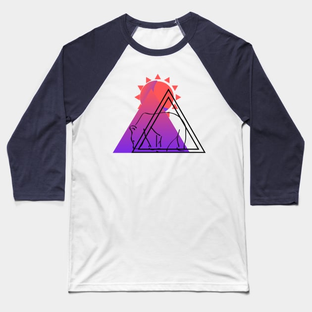 Sunset Bear Baseball T-Shirt by Not Meow Designs 